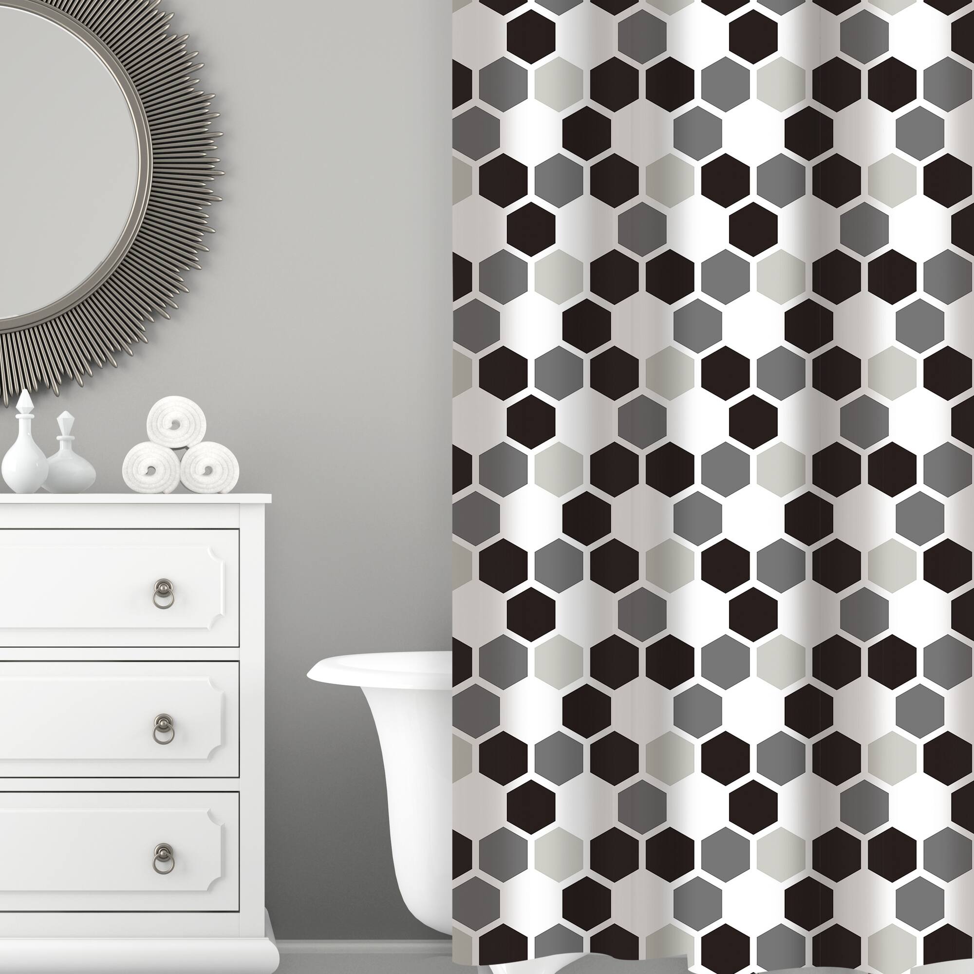 Bath Bliss Honey Comb Design Shower Curtain